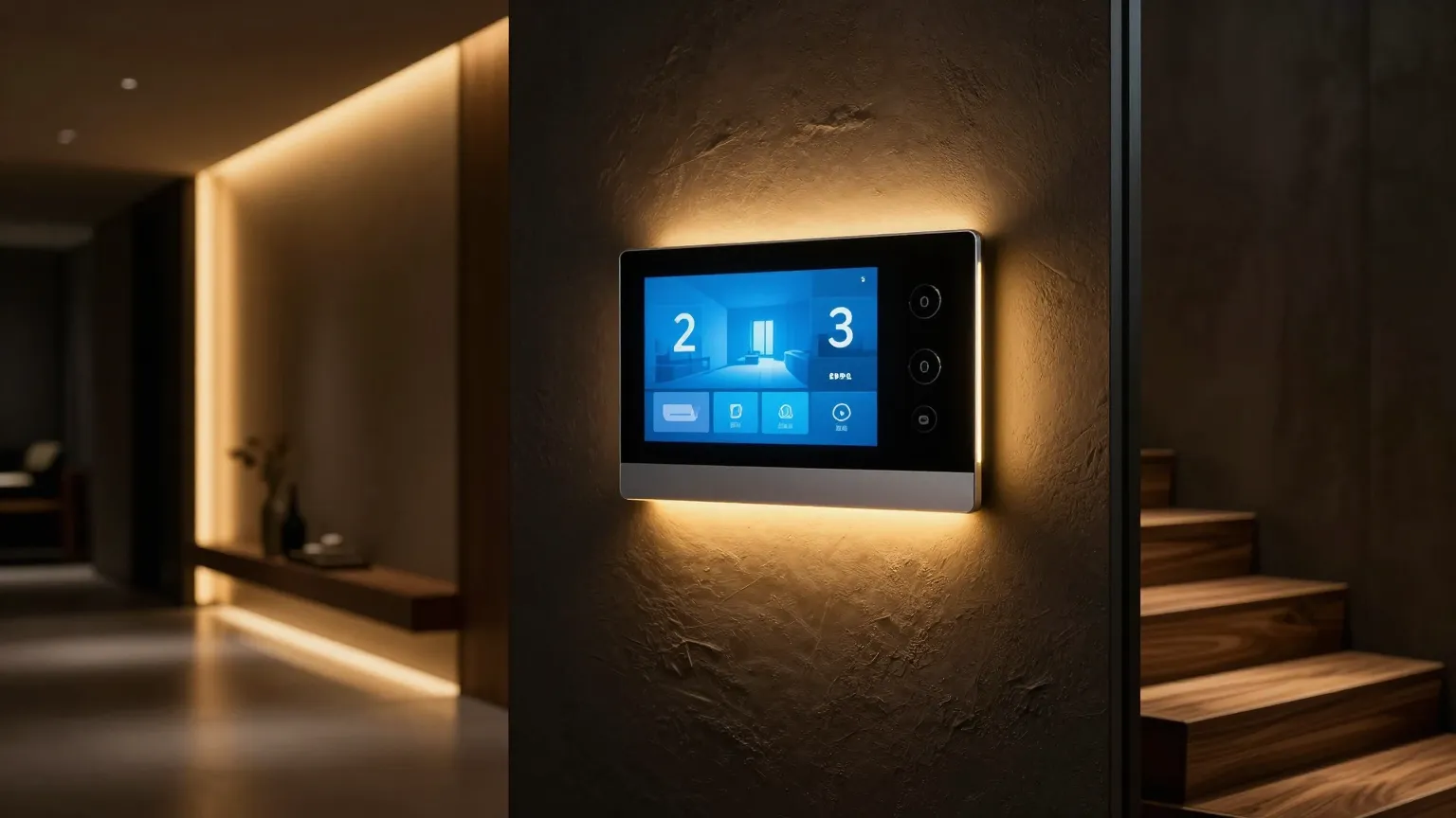 Elan smart home touch panel in a luxury Huntsville home