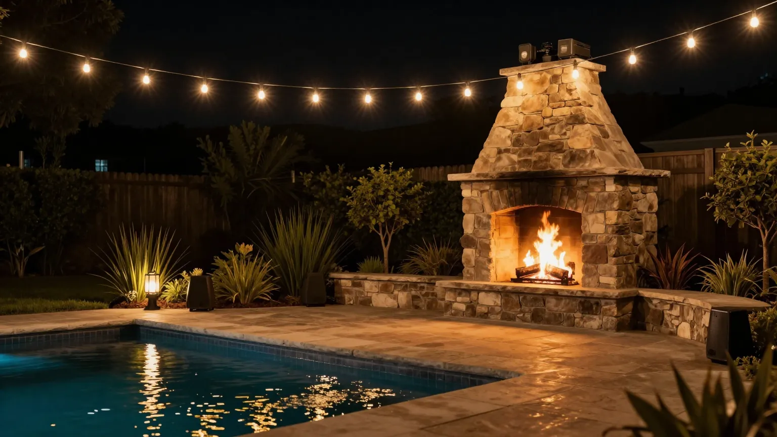 Outdoor audio around a Huntsville backyard pool and patio