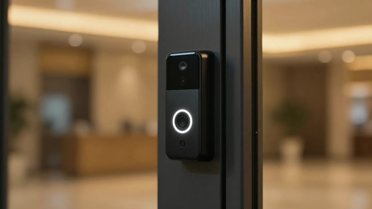 CDVI access reader at a commercial glass door